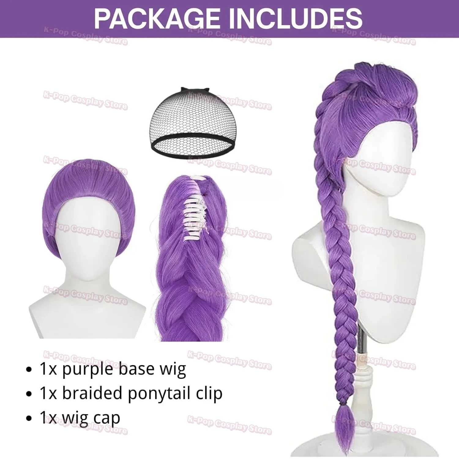 Nuove Donne Uomini Demone Hunters Parrucche Cosplay Anime Rumi Mira Zoey Costume Parrucche Viola Trecce Accessori Per Bambini Prop rumi parrucca bambini