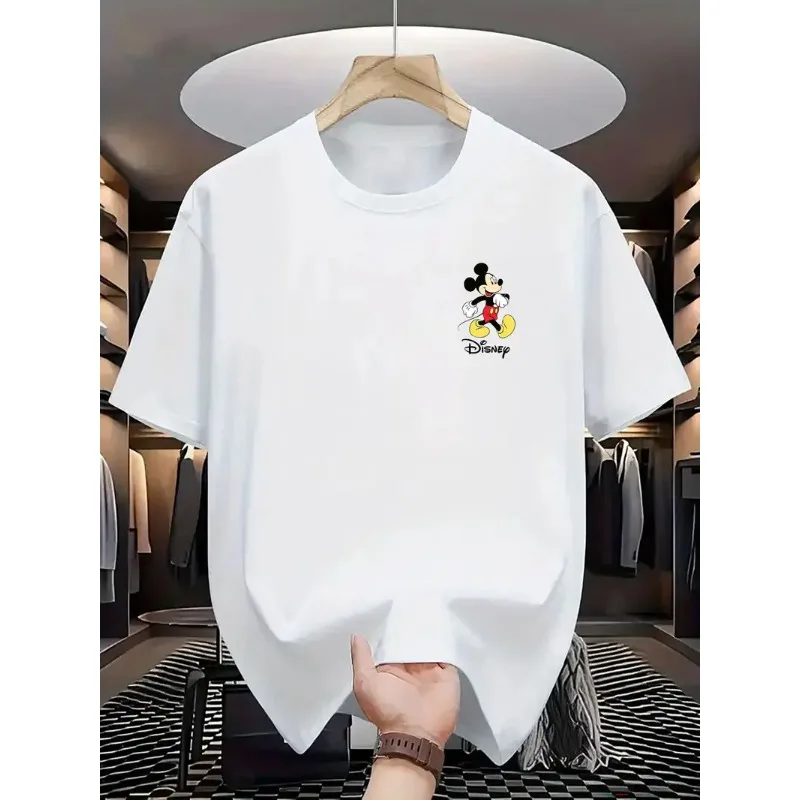 

Disney Mickey Mouse Series T-Shirt Loose Fit Women's Casual Cotton Top Couples' Style Vacation Short-Sleeve Unisex Crew Neck