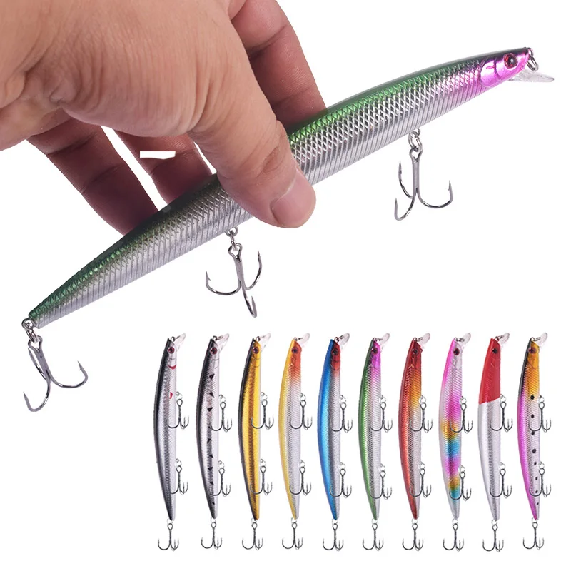 

1 Pcs Minnow Fishing Lure 18cm 24g Laser Plastic Crankbait Artificial Hard Bait 10 Colors Big Fake Fish Lures Sea Fishing Tackle