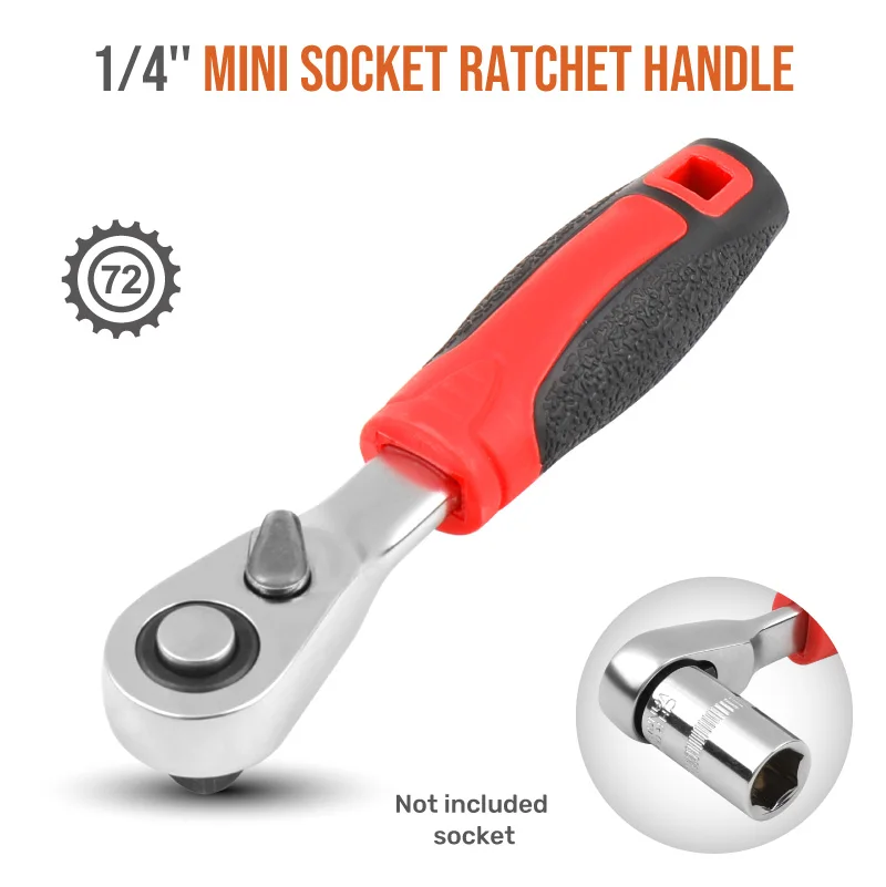 72-tooth Ratchet Socket Wrench Screwdriver Small Mini Quick Wrench 1/4 Inch Batch Head Socket Handle Spanner Hand Repair Tools