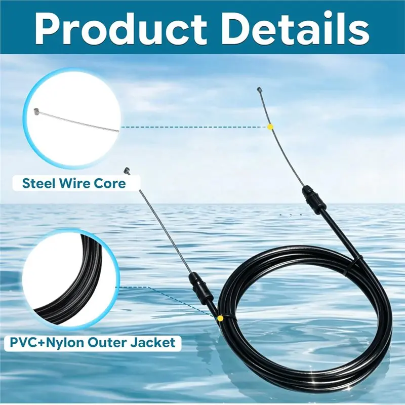 Trolling Motor Steering Cable- Long 2Pcs Set For Motorguide X3 X5 Foot Control Models 8M0122084-AT36