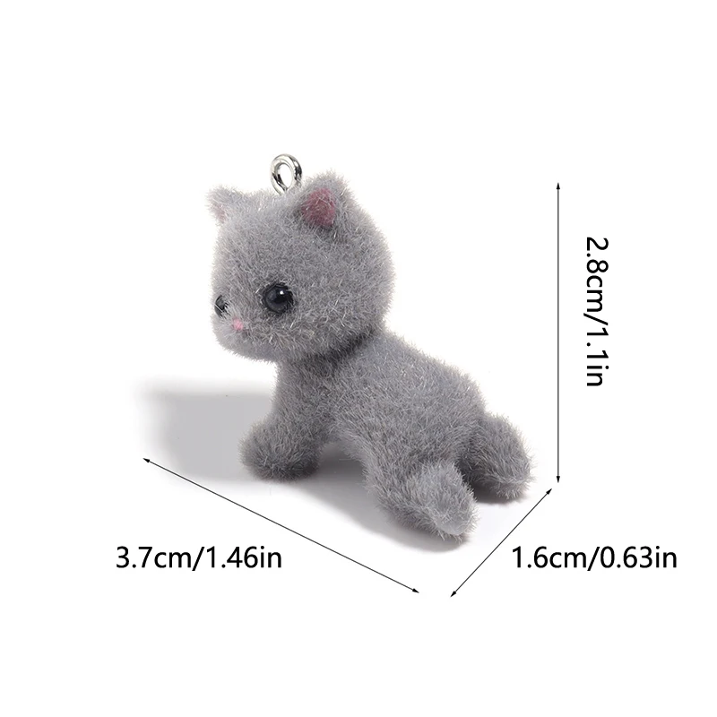 Cartoon 3D Flocking Lying Cat Keychain Cute Lying Down Kitten Animal Keyring Pendant DIY Backpack Charms Car Bag Decor Toy Gifts