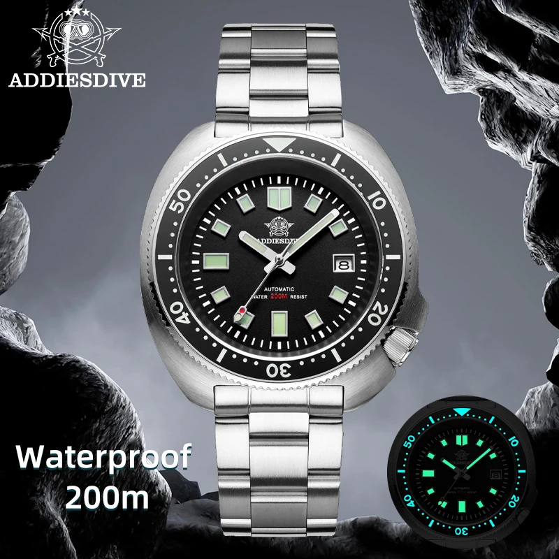 

ADDIESDIVE AD2524 Mens Automatic Mechanical Watch 200M Dive Sapphire Ceramic Bezel Stainless Steel Luminous Date Luxury 8215