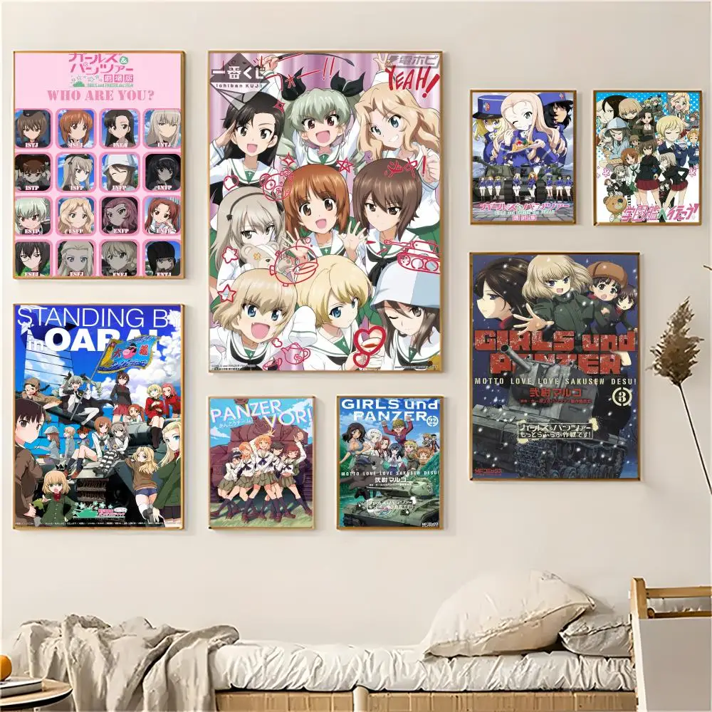 ¡Niñas y P-Panzer More Love-Love O-Operation! Póster de pared artístico, pegatina para sala de estar, Bar, dormitorio, decoración del hogar