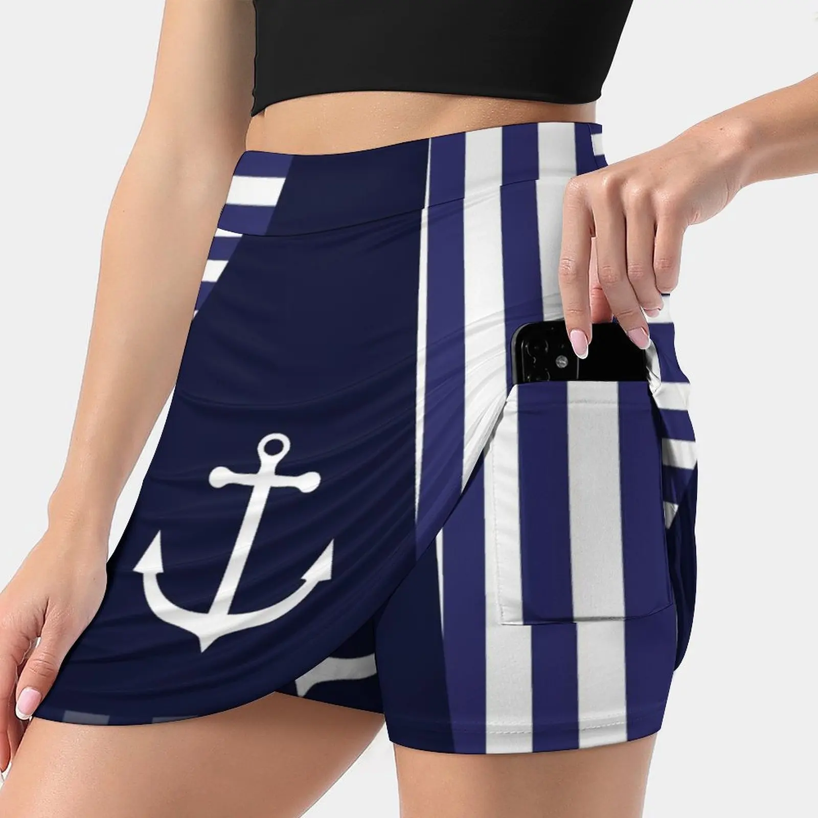 Sailor Stripes With Anchor Korean Fashion Skirt Summer Skirts For Women Light Proof Trouser Skirt Sailor Sailor Stripe Stripe