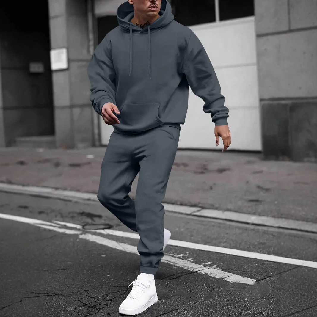 

‌Men's Solid Color Hoodie Casual Outfit Fall 2025 Jogger Pants Sportswear Set Autumn 2025 Matching Sweatsuit Streetwear