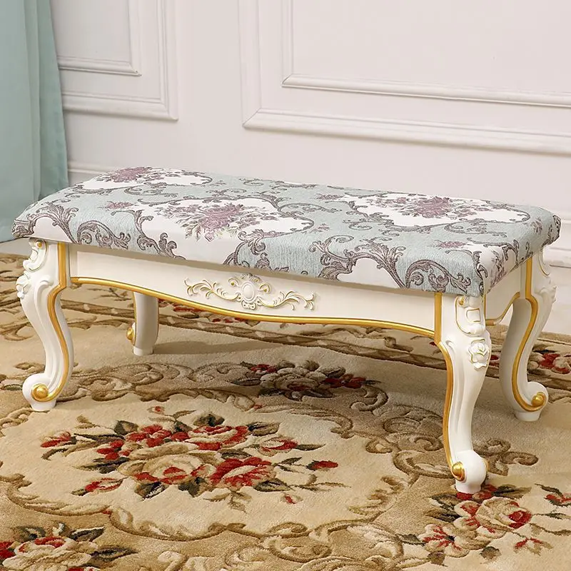 

European shoe changing stool Solid wood shopping mall sofa bench Living room cloakroom Entry shoe stool