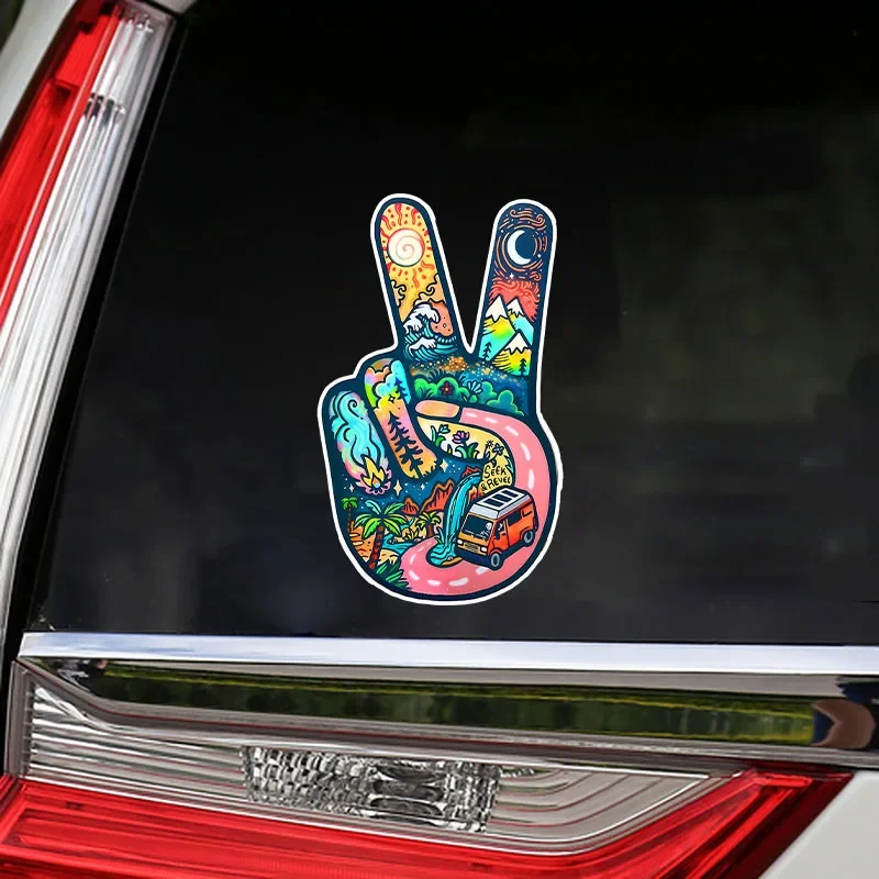 

Large Peace Sign Sticker - Hippie Truck & Camping Theme, Waterproof Durable Decal with High-Resolution Graphics, for Cars