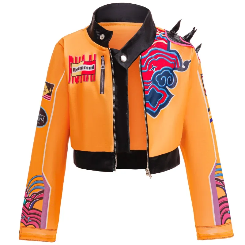 مجموعة الهيب هوب للفتيات من فيلم Kpop Demon Hunter Rumi للفتيات لعب الأدوار في الهالوين زي كرنفال + قلادة