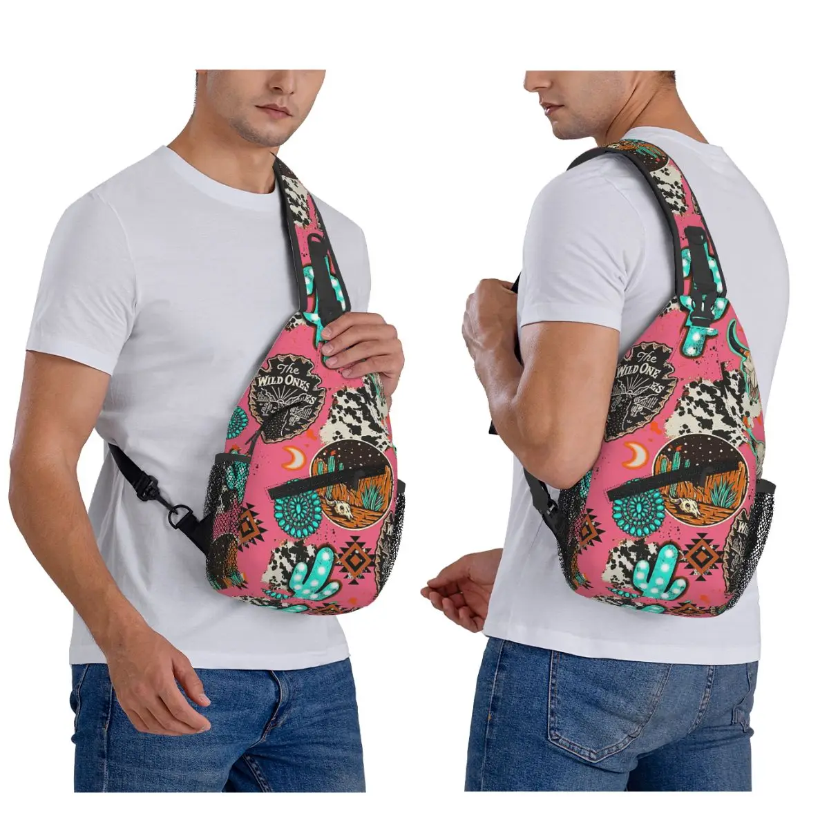 

Ковбойский узор, мультяшная нагрудная сумка, мужской рюкзак через плечо, нагрудная сумка, дорожный походный рюкзак, сумка на плечо