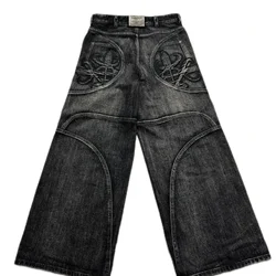 Pantalones vaqueros holgados a rayas de retazos negros para mujer, ropa gótica, ropa de calle, pantalones Y2k, Harajuku, Hip Hop, ropa de cintura alta