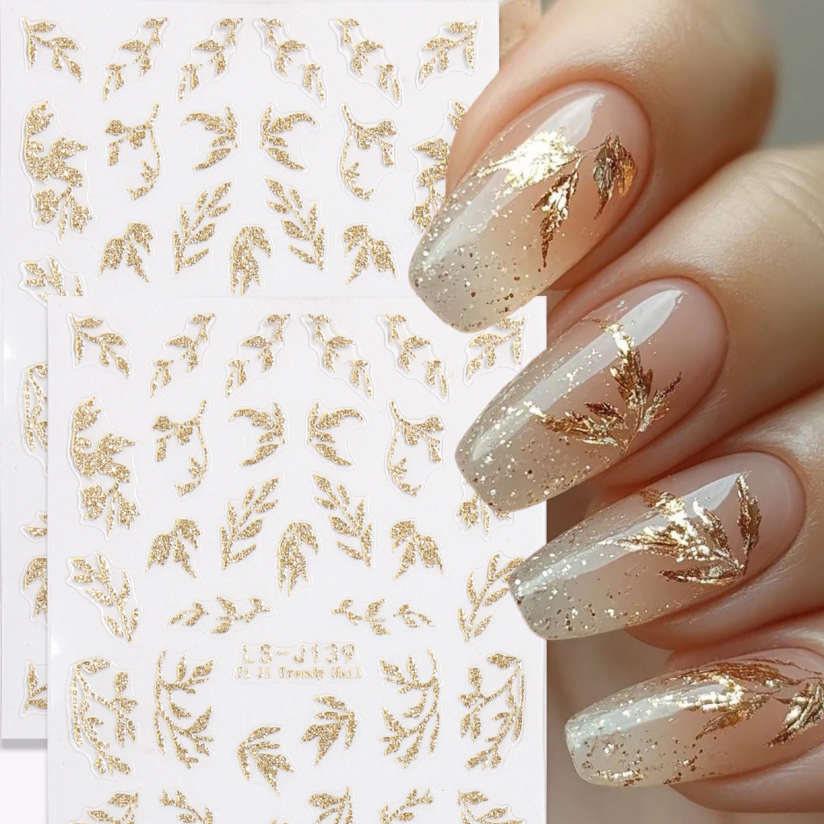 

3D-наклейки для ногтей с золотыми блестками в виде листьев — блестящие самоклеящиеся украшения для дизайна ногтей своими руками. Элегантные цветочные узоры