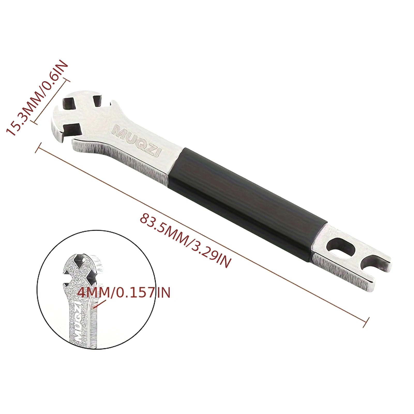 1 Stück Edelstahl Speichenschlüssel für Mountainbike Felgenspannungseinstellung Reparatur Multifunktionales Fahrrad-Speichenwerkzeug – Detail 6