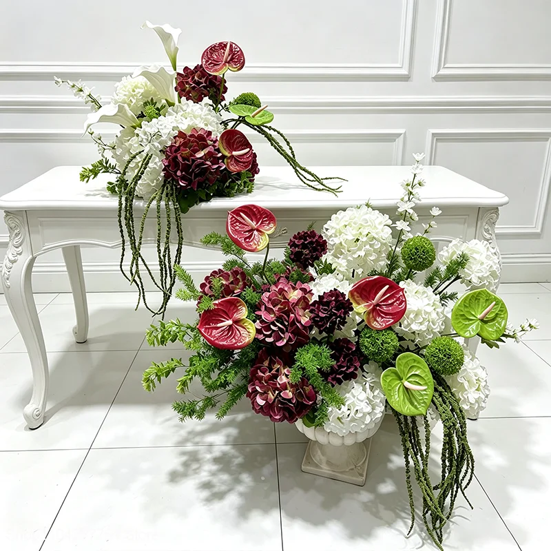 30/50/70cm Weiß-Grünes Blumen-Centerpiece Künstliche Rose Calla-Lilie Anthurium Tischdekoration Hochzeit Bankett Tischdekoration – Detail 4