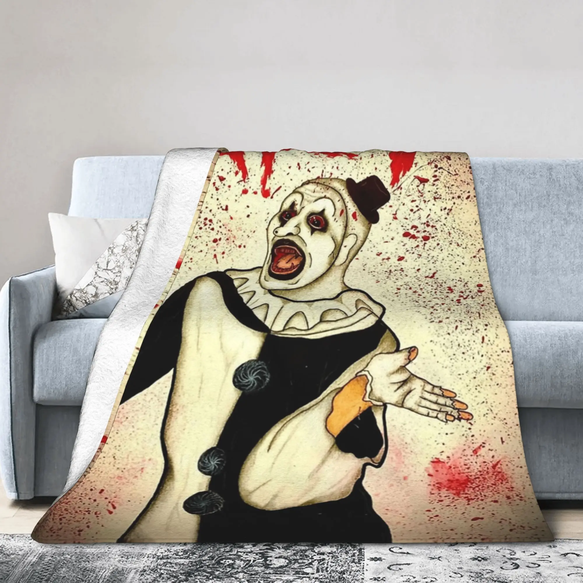 Terrifier Art The Clown Blanket Fleece Autumn/Winter  Portable Super Soft Throw Blanket for Sofa Bedroom Bedding Throws