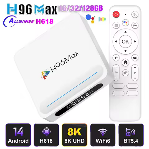 Android 14 Smart TV Box H96 MAX H618 PLUS 8K Wifi6 BT5.4 Voice Assistant Remote Control Media Player 16/32/128G Set Top Box