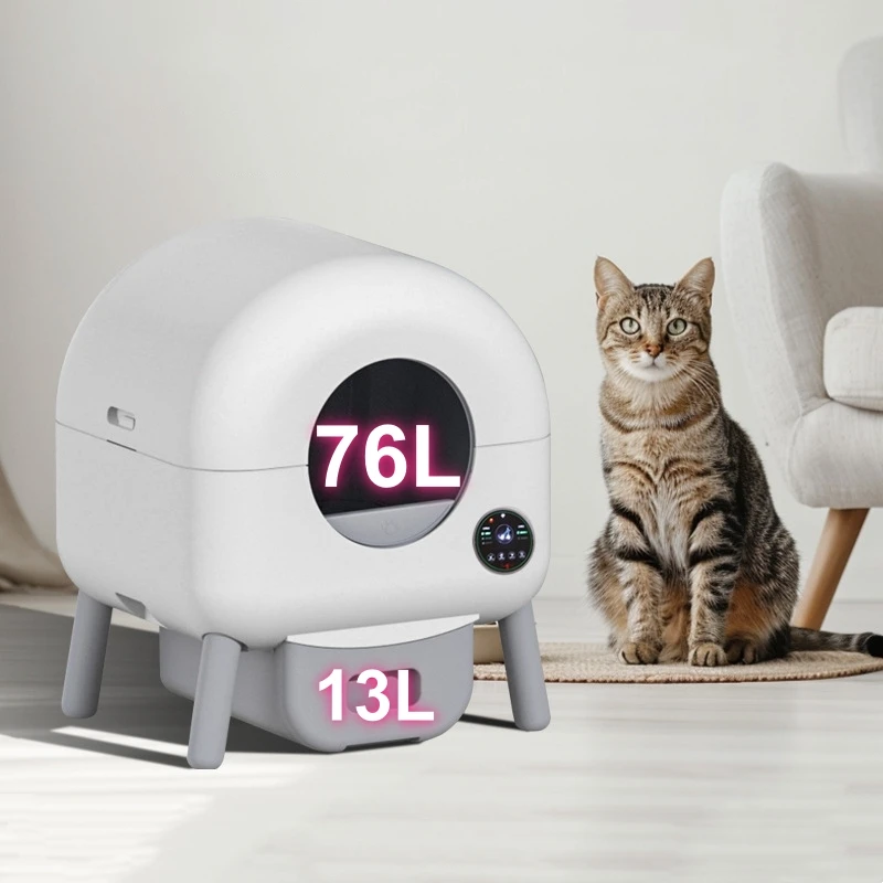 

STLF New Smart Self-Cleaning Cat LitterS Box with 76L Large Space Remote App Access Easy Clean Feature for Multiple Cats