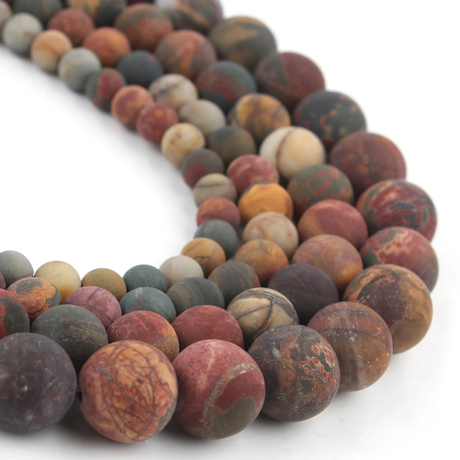 Natural Dull Polish Matte Picture Picasso Jaspers Tiger Eye Stone Beads for Jewelry Making 15inch 4 6 8 10mm