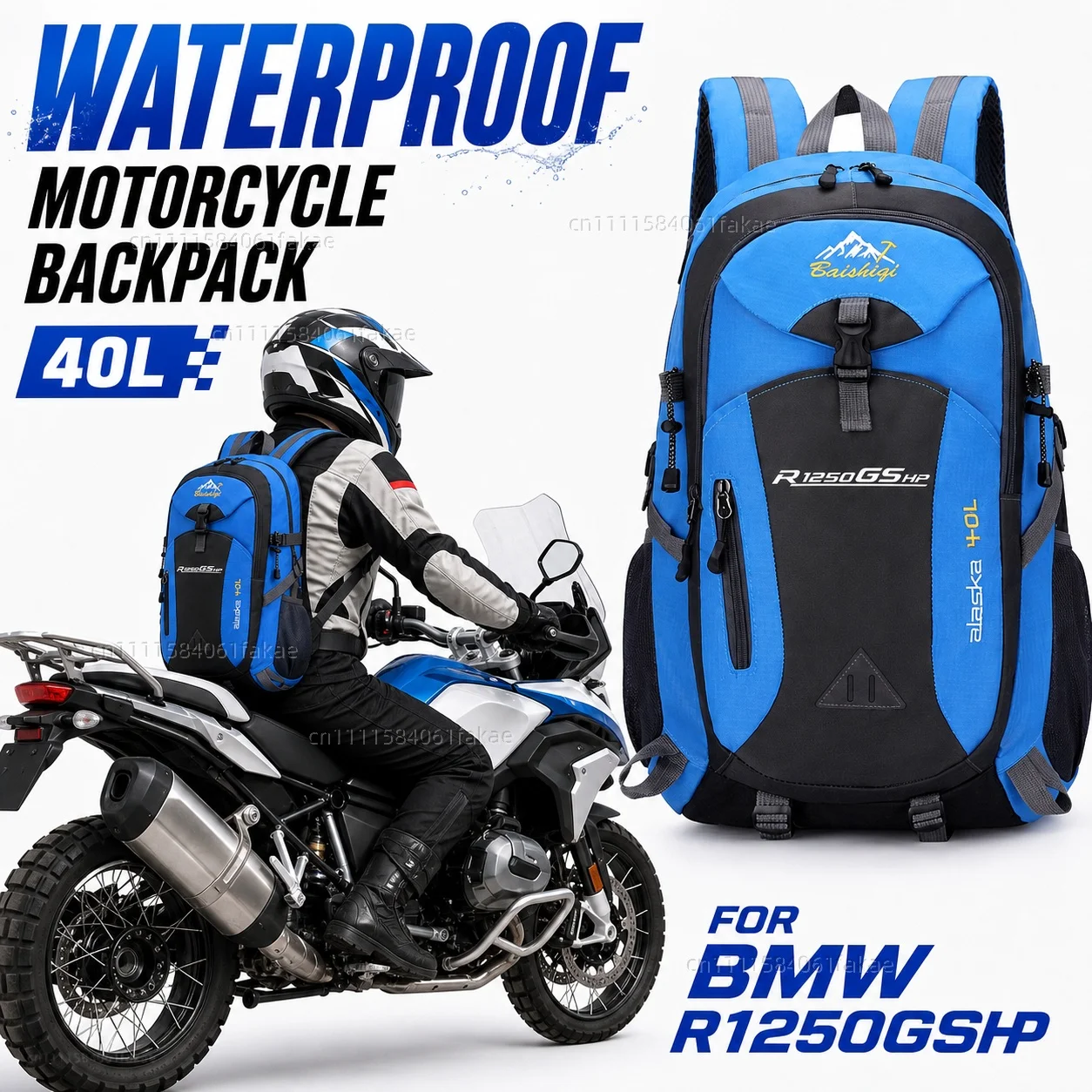 

FOR BMW R1250GSHP 2019-2026 Motorcycle Backpack 40L Waterproof Travel Backpack Outdoor Hiking Camping Daypack Lightweight