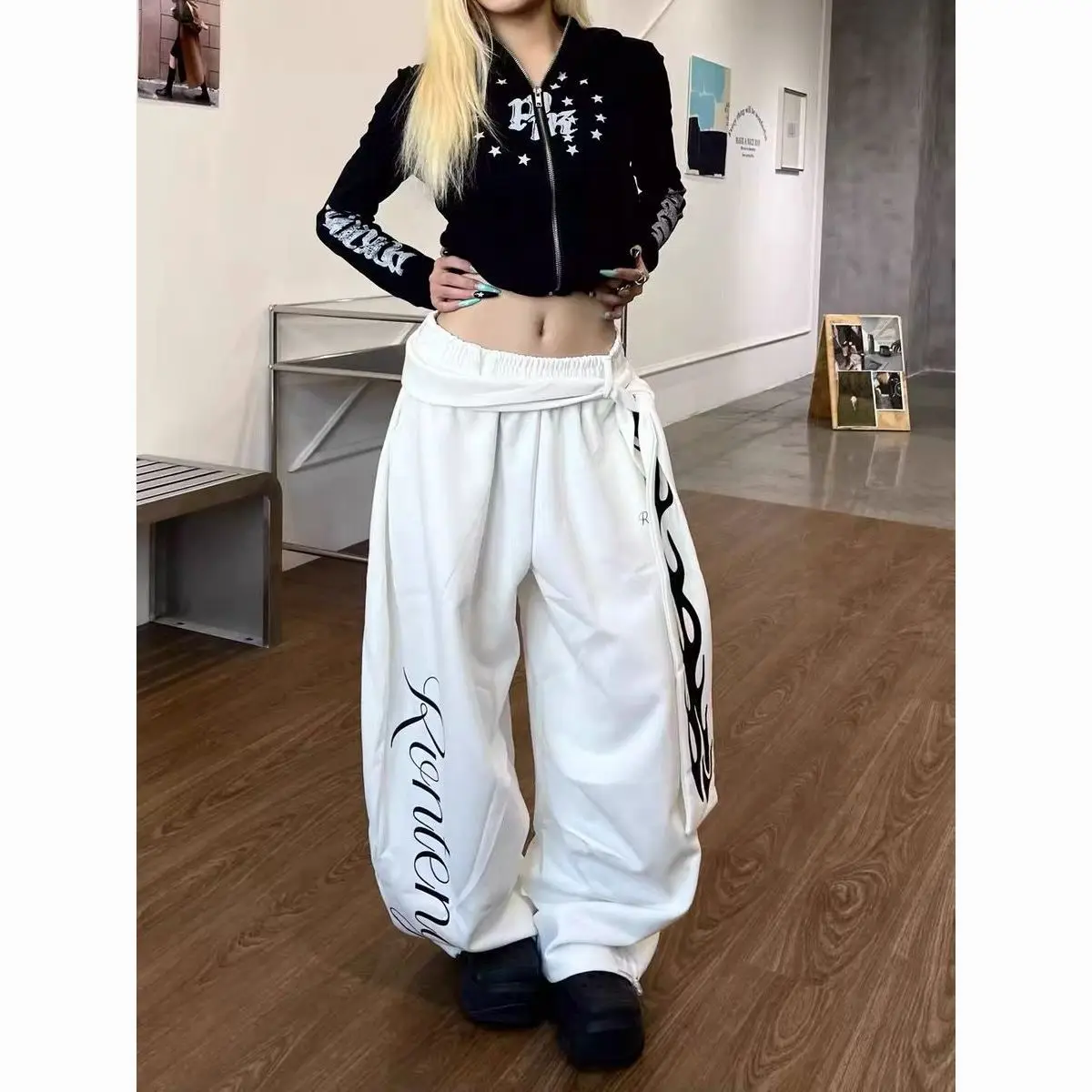 

Брюки Scimitar, женские бегуны, женские весенне-летние муслиновые расклешенные брюки, милый стиль для девочек, уличные брюки-карго, дышащие повседневные брюки на открытом воздухе