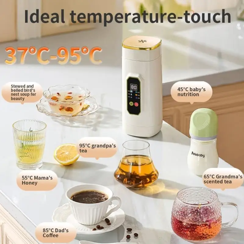 U0DE محمول من الفولاذ المقاوم للصدأ الغلاية سخان المياه الكهربائية مع 6 كوب التدفئة مقاومة للتحكم في درجة الحرارة