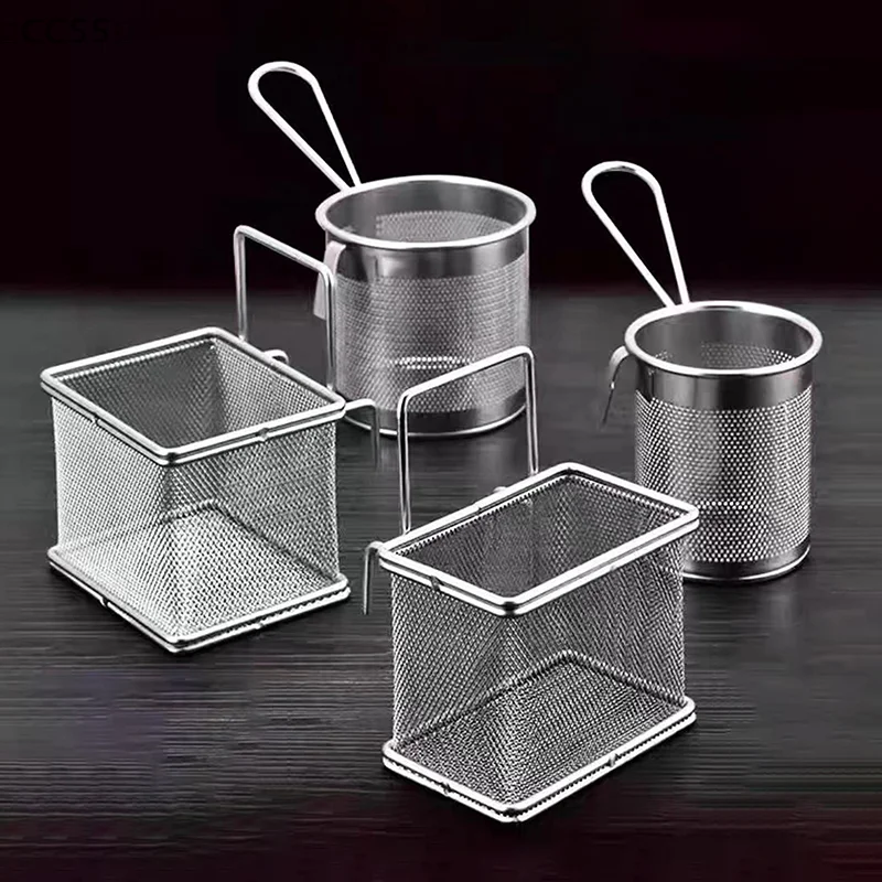 

〔CC55〕Stainless Steel Deep Frying Basket Silver Multi-functional Hangable Colander Oil Filter Mesh Sieve Hotpot Strainer Mesh