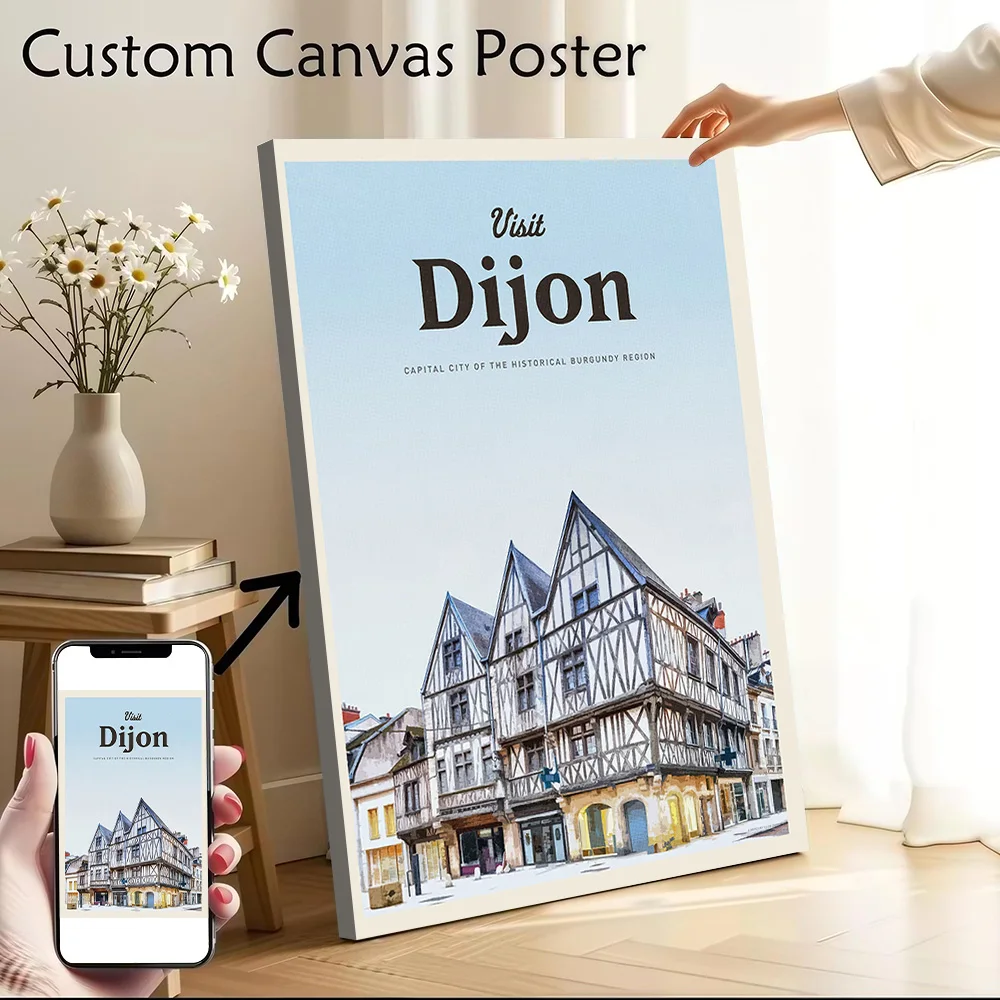 Visit Dijon Canvas Print Perfect Gift for Fans Lovers Personalized Wall Art Poster for Decor Living Room Decorations Wand Deko