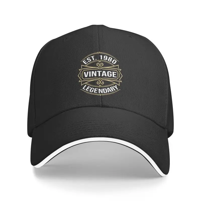 

Fashion Est 1980 Vintage Legendary Birthday Gift Baseball Cap for Men Women Personalized Adjustable Unisex Dad Hat Spring