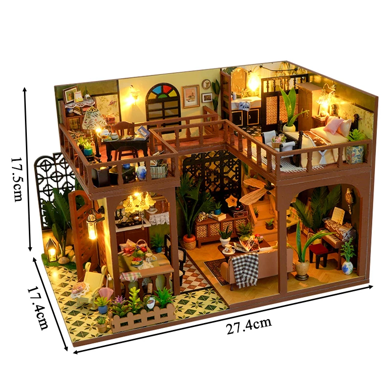 DIY Holz Miniatur Modell Kit Chinesische Alte Loft Casa Puppenhäuser 3D Puzzle Puppenhaus Mit Möbel Licht für Freunde Geschenke