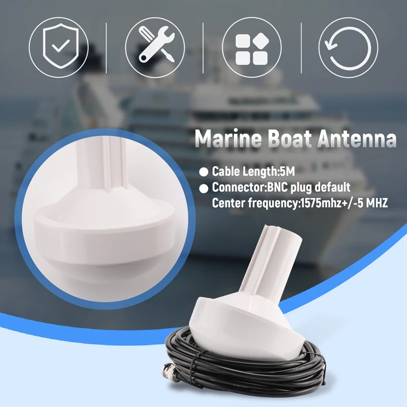 Ship GPS Active Marine Navigation Antenna Timing Antenna 1575+/-5 Mhz 5M BNC Male Plug