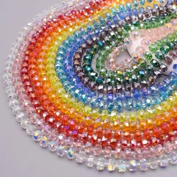 8mm 30pcs/bag Color Wheel Shape Crystal Glass Beads Faceted Round Glass Loose Beads For Jewelry Making DIY Bracelets Accessories