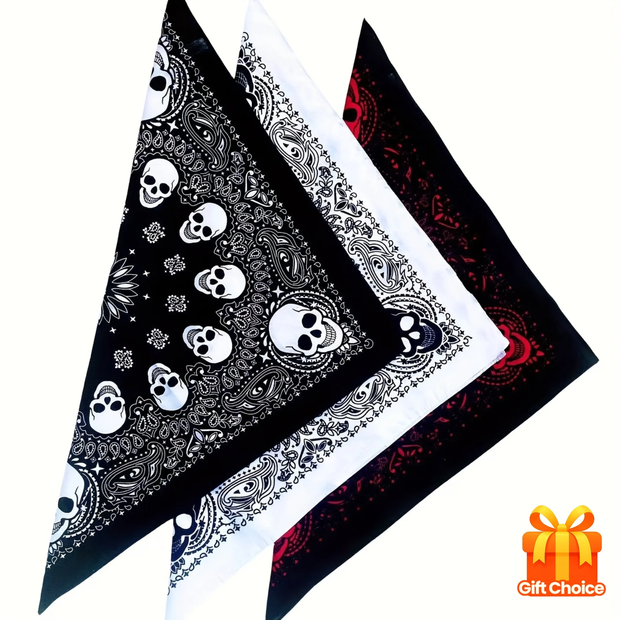 Men Retro Skull Print Bandana Multifunctional Scarf