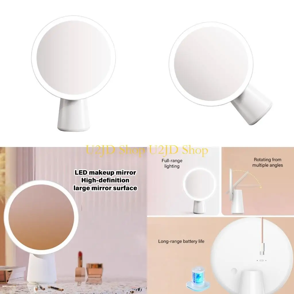 U2JD Touch Sensitive Dimmable LED Cosmetic Mirror Side Rotation Wireless Operation