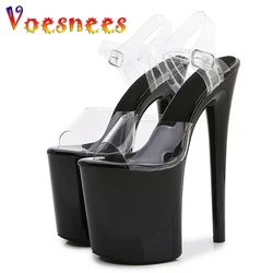 2023 New Fashion Heels Extreme Platform High 20CM Pole Dance Shoes Model Sexy Walk Show Transparent High-heeled Sandals Women