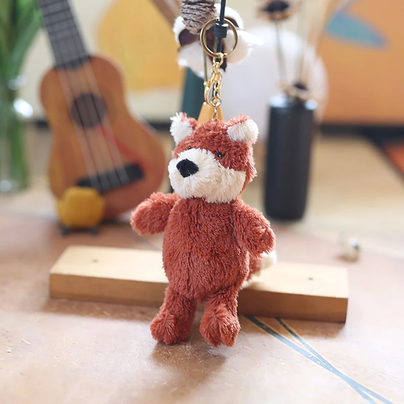 New Cute Keychain Cartoon Peanut Fox Pendant Plush Toy Desktop Doll Ornament Car Backpack Bag Hanging DIY Accessories