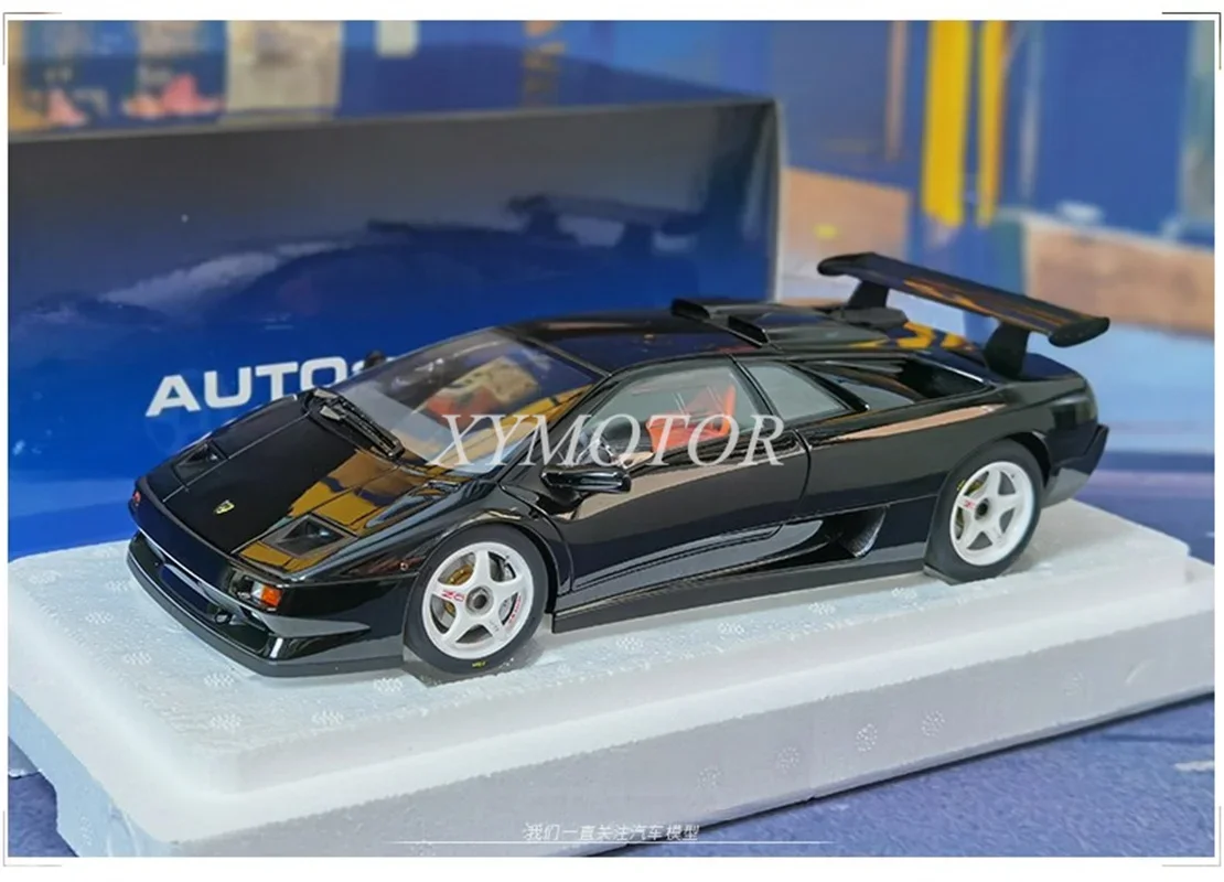 AUTOart 1/18 dla Lamborghini DIABLO SV-R Diecast Model samochodu zabawki Hobby prezenty czarny/żółty kolekcja ozdoby wyświetlacz