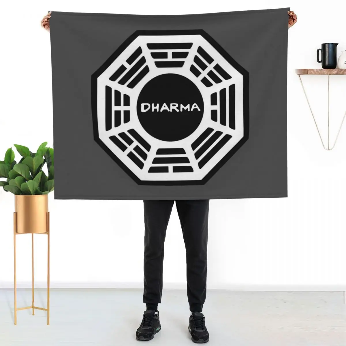 Dharma Initiative Logo Lost TV Show Throw Blanket Furrys Heavy Sofa Throw Hairy Blankets For Sofas Hairys Blankets