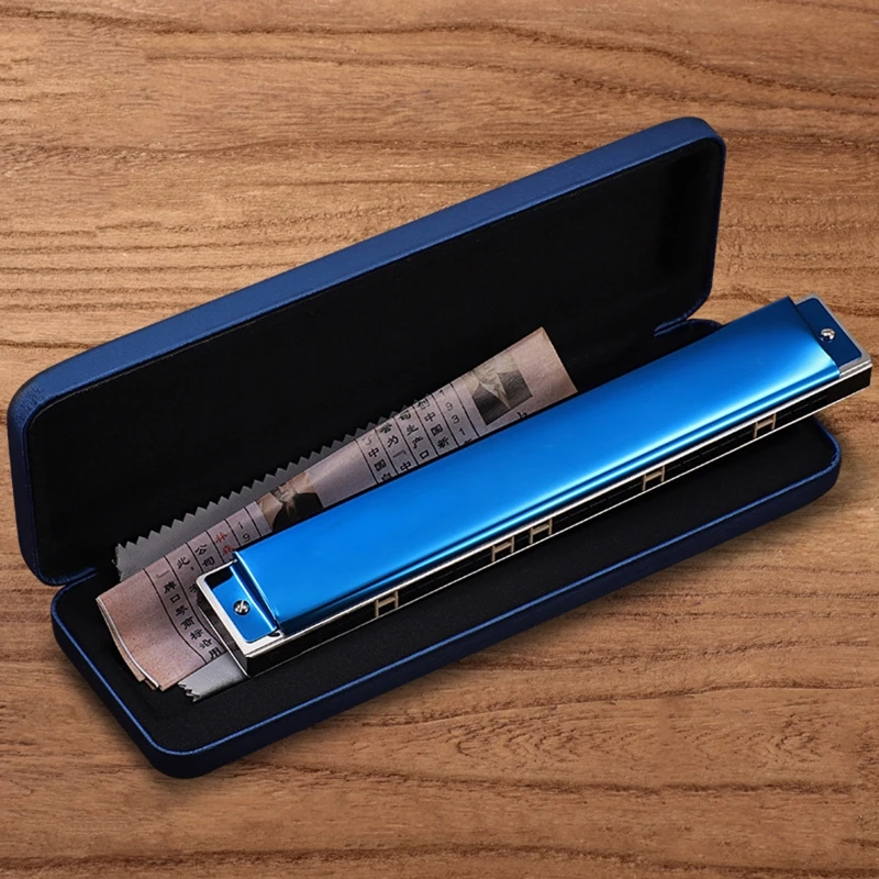 Professional 24-Hole Harmonica for Beginners, Diatonic Double Tremolo Harmonica for Adults Music Student Teacher Gift