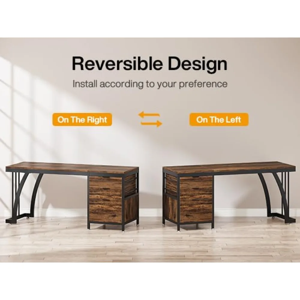 

59 Inch Computer Desk with 3 Drawers, Study Writing Table Workstation with File Storage, Home Office Desks with Large Desktop