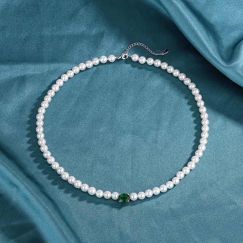 

European and American Fashion Retro Australian Pearl and Gemstone Mixed Necklace for Women with a High-End Feel