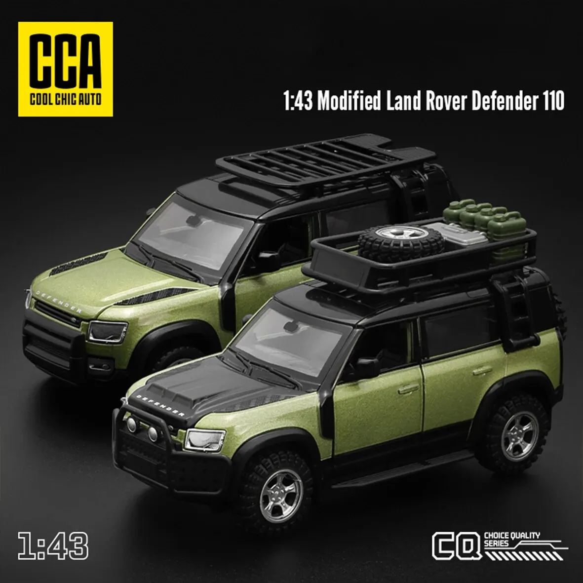 CCA 1pc 1:43 Land Rover Defender Green Car Model Can Be Modified DIY Replacement Parts Collection Model Ornaments Toys Gifts