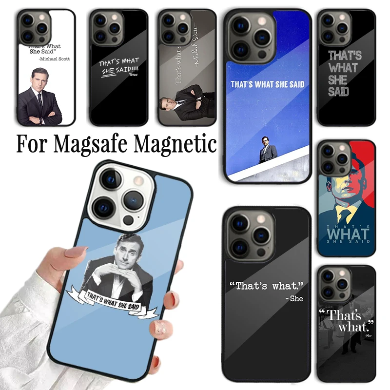 حافظة هاتف لهاتف آيفون 16 15 14 13 12 11 Pro Max Plus Magsafe غطاء شحن لاسلكي مغناطيسي برنامج تلفزيوني مكتبي ما قالته