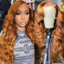 NEW 13x6 Ginger Blonde Colored Human Hair Lace Front Wigs 180% HD Lace Frontal Wigs Body Wave Honey Blonde Color Human Hair Wigs