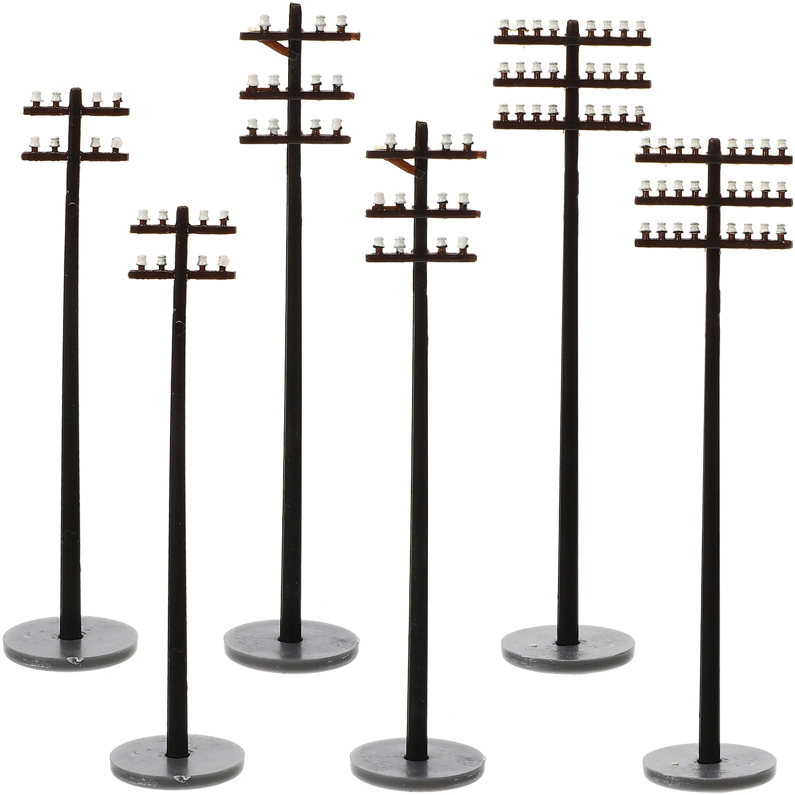 

6 Pcs Micro Landscape Telephone Pole Train Stations Scenario Telegraph Models Sand Table Placement Scenery Poles Abs