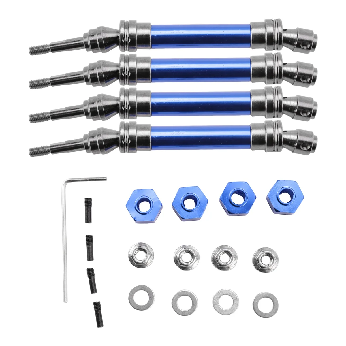 4Pcs Metal Front and Rear Drive Shaft CVD for 1/10 Traxxas Slash Rustler Stampede Hoss VXL 4X4 RC Car Upgrade Parts,Blue