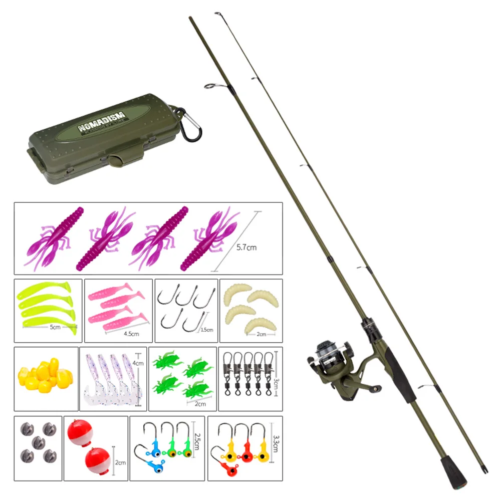 

1.82m Carbon Straight Fishing Rod and 5.2:1 Reel Combo Kit with Fishing Hooks and Lures Kit