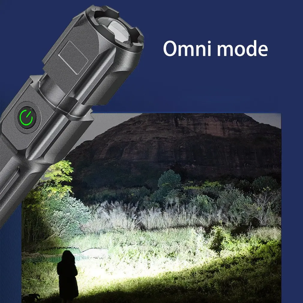 2023 Hot Zoom telescópico Forte Luz Lanterna USB Recarregável Min Portátil Spotlight Long-Range Flood Lâmpada de Iluminação Exterior