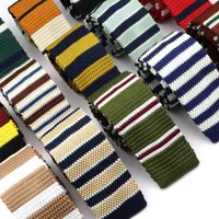 Corbata delgada colorida de punto a rayas para hombre, corbata clásica de ocio a la moda, corbata tejida Normal, corbatas estrechas