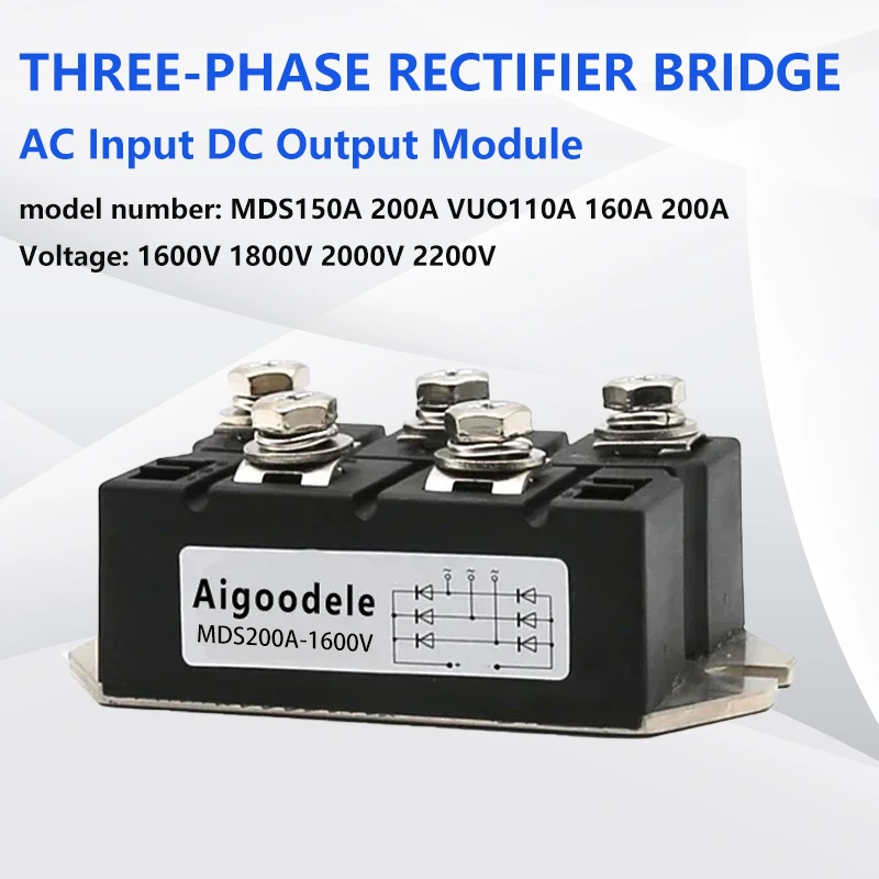 

Модуль выпрямителя MDS 100A-250A 1600V-2200V трехфазный для коммерческой индукционной плиты