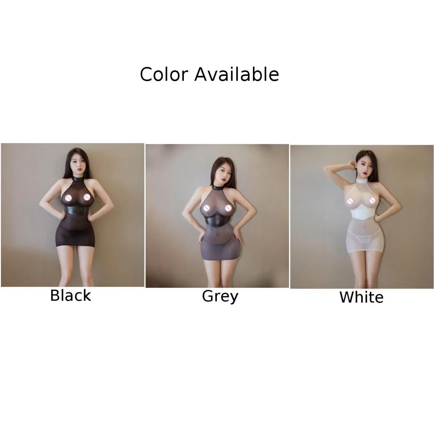 Women Sexy Nightdress See Through Backless Dress Mesh Mini Lingerie Bodycon Chemise Slim Fit Short Dress Seduction Erotic Wear